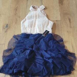 NWT Juniors Size 3 Tweeze Me Navy Blue And Ivory Dress New